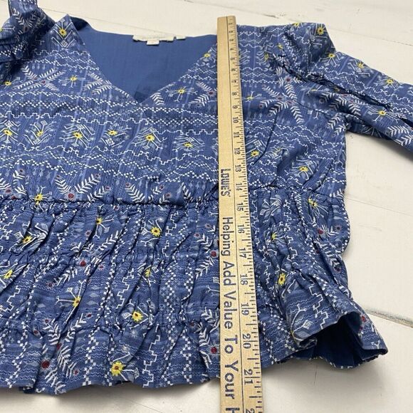 Anthropologie Forever That Girl  Smocked Blouse Cornflower Blue  Women's Medium - Picture 11 of 15